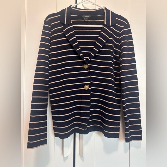 Halogen Navy and Cream Striped Cardigan size S - Picture 4 of 12